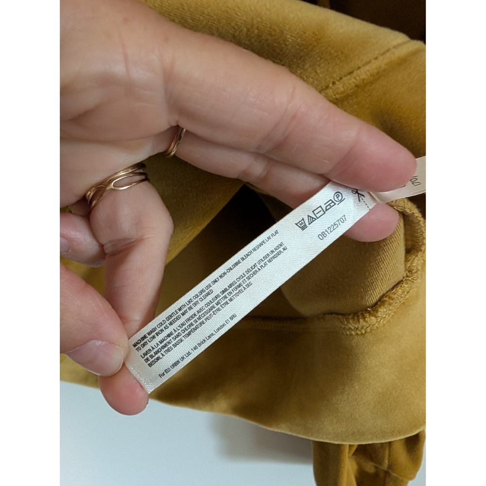 Saturday Sunday Anthropologie Mustard Yellow Velour Ruched Sweatshirt Medium - Picture 6 of 7